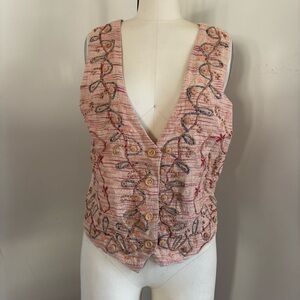 Vintage embroidered vest with beads and buttons